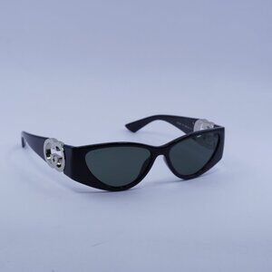 Gucci GG1824S 001 Sunglasses Black/Silver Cat Eye Frame, Grey Lenses